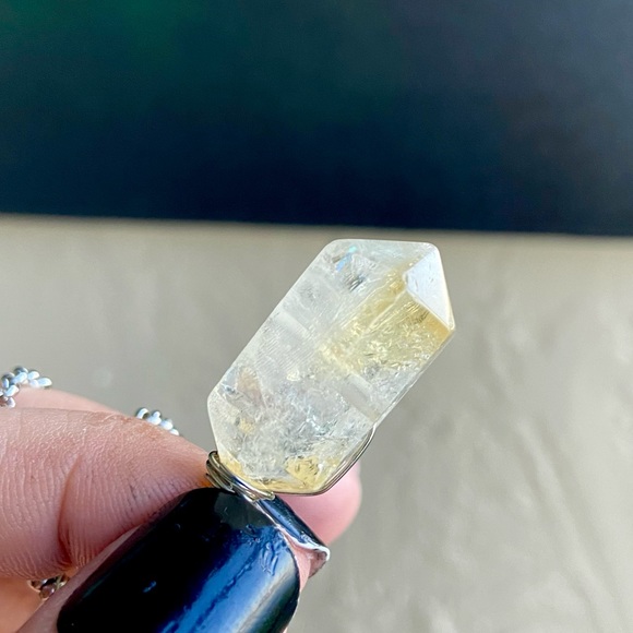 Y shape lariat necklace twisted cable round toggle clasp & light yellow citrine - Picture 5 of 10